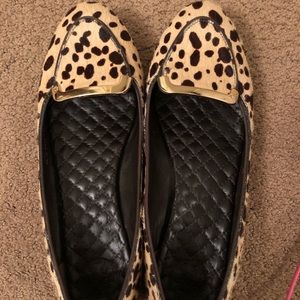 Tory Burch leopard bovine hair and leather flats